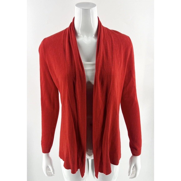 Talbots Cardigan Sweater Size P / S Red Open Front Linen Blend Solid Womens - Picture 1 of 6